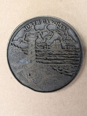 Vintage North Carolina Lighthouse Bronze Belt Buckle